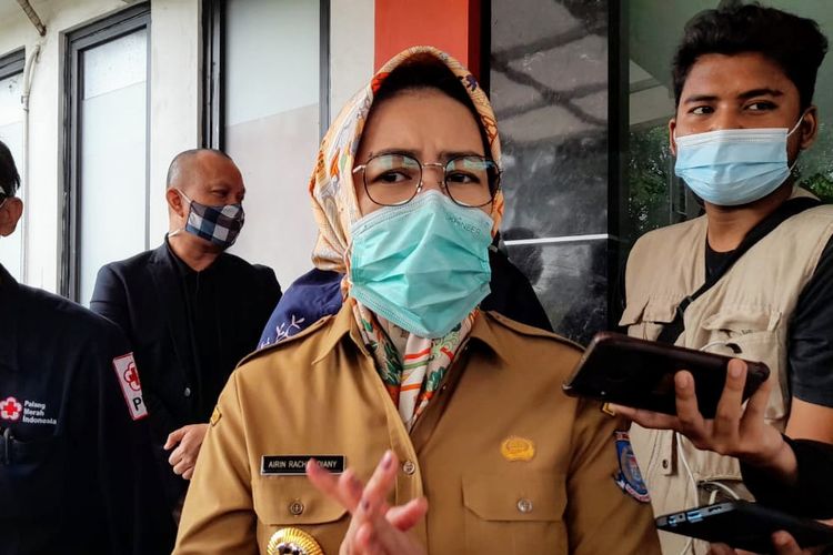 Wali Kota Tangerang Selatan Airin Rachmi Diany saat ditemui di Gedung PMI Tangerang Selatan, Senin (7/12/2020)