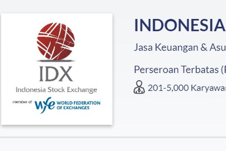 Tampilan layar lowongan kerja Bursa Efek Indonesia (BEI).