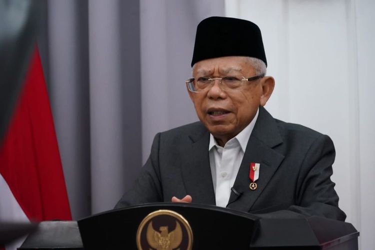 Wapres Ma'ruf Amin memberikan sambutan secara virtual di acara Forum Ekonomi Merdeka yang diselenggarakan di Jakarta, Senin (28/2/2022). ANTARA/HO-BPMI Setwapres