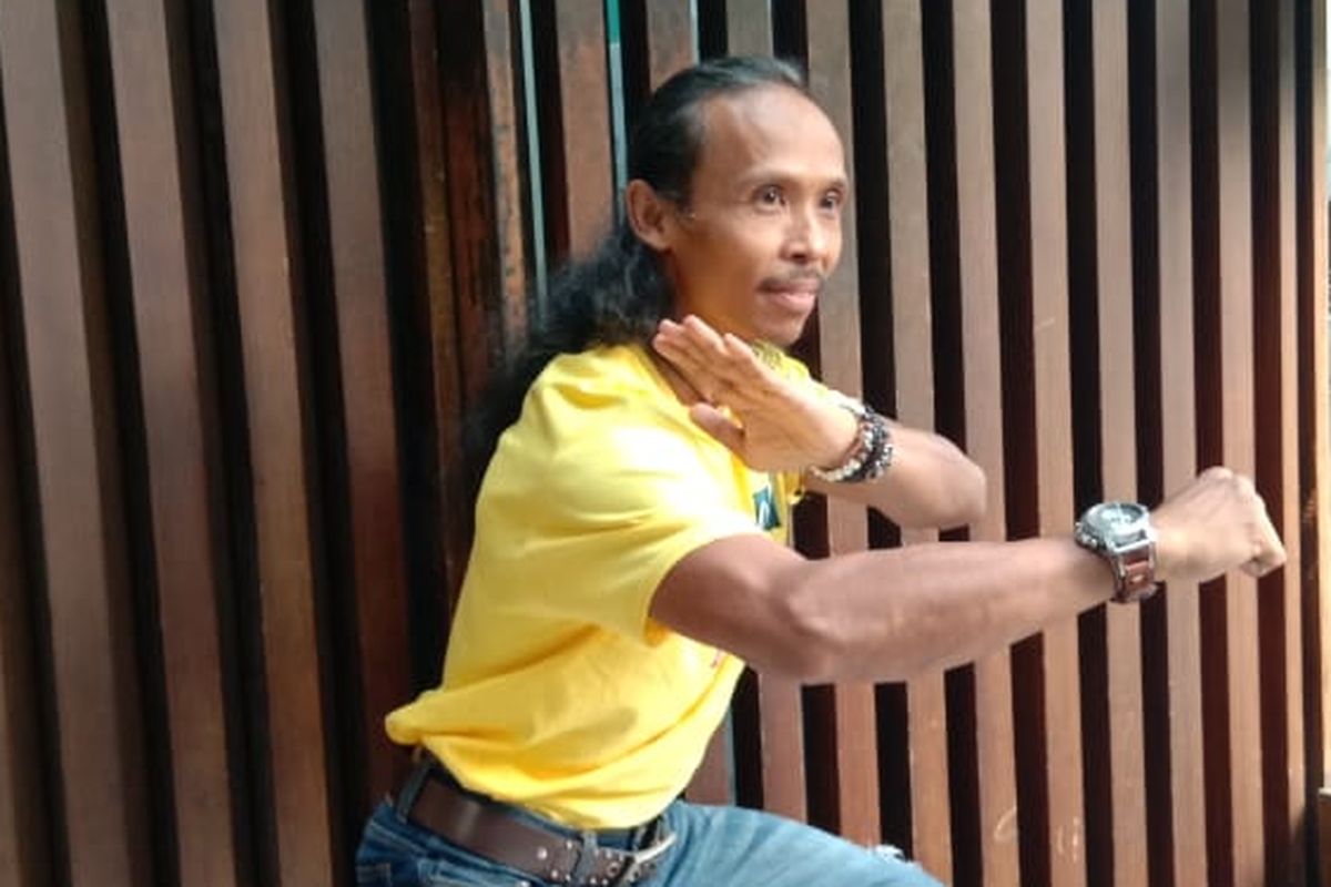 Yayan Ruhian menghadiri buka puasa bersama dengan para pemain film Hit & Run di Lewis & Carroll di Kebayoran Baru, Jakarta Selatan, Senin (20/5/2019).