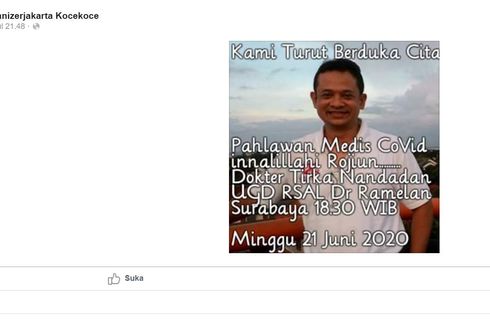 Hoaks, Dokter RSAL Surabaya Meninggal akibat Covid-19