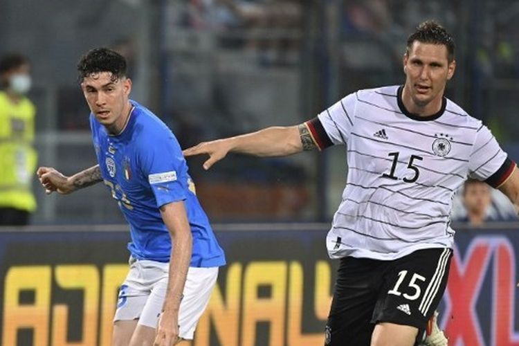 Italia bertanding melawan Jerman pada laga perdan Liga A Grup 3 UEFA Nations League 2022-2023, Minggu (5/6/2022).