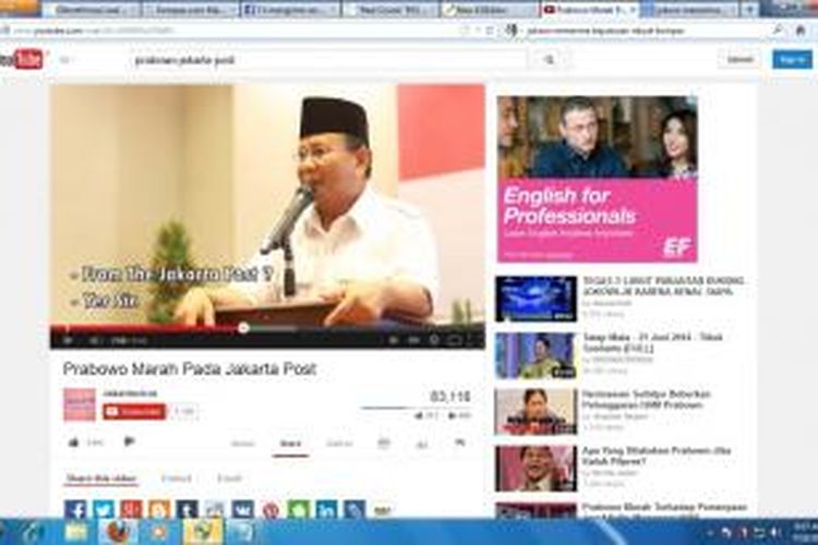 Video sesi wawancara calon presiden Prabowo Subianto dengan media asing