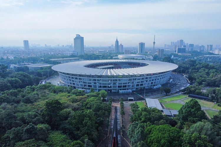 Stadion Utama Gelora Bung Karno dari ketinggian, diambil (9/3/2023).