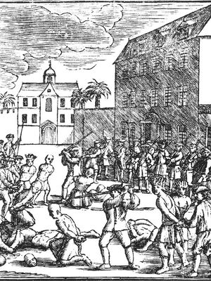 Pembantaian warga China di Batavia pada 1740 oleh tentara Belanda.