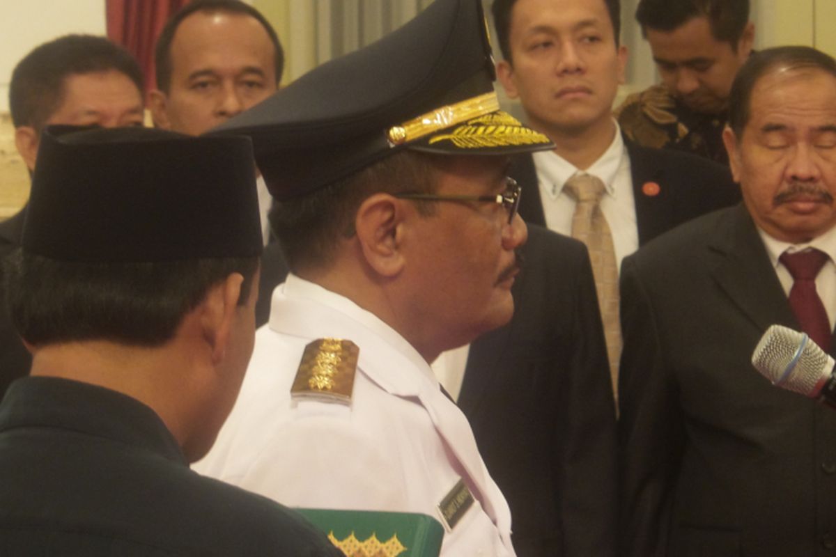 Djarot Saiful Hidayat saat dilantik sebagai Gubernur DKI Jakarta di Istana Negara, Kamis (15/6/2017).