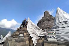 Arah Ancaman Erupsi Merapi Berubah, Terpal Penutup Stupa Candi Borobudur Dibuka