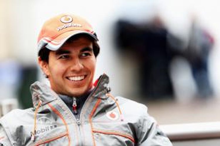 Pebalap McLaren asal Meksiko, Sergio Perez berbicara kepada media jelang GP Amerika Serikat akhir pekan ini di Sirkuit The Americas, Austin, Kamis (14/11/2013).