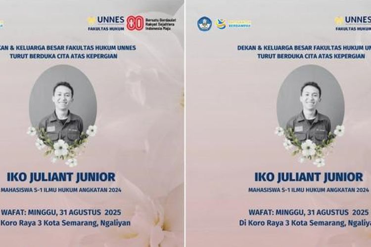 Mahasiswa Unnes Iko Juliant Junior Meninggal Dunia, Diantar Brimob ke RS dalam Kondisi Kritis