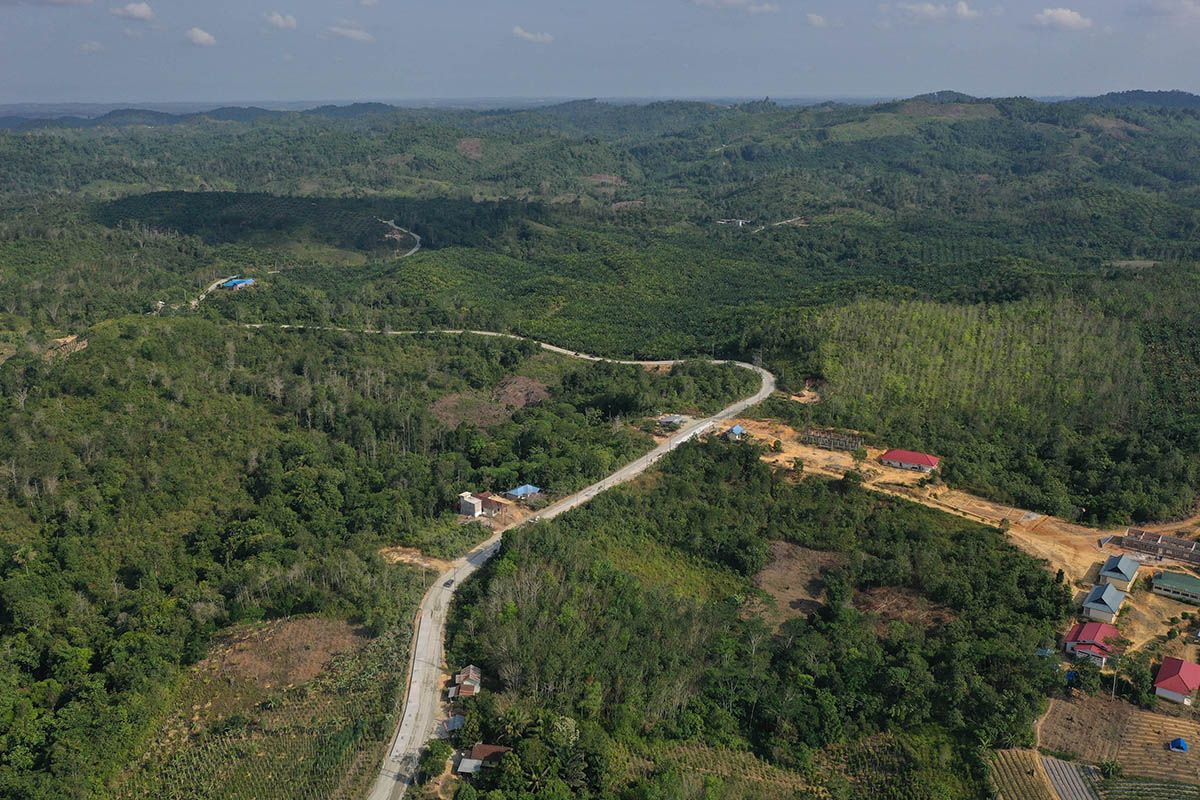 Foto aerial kawasan Kecamatan Sepaku, Penajam Paser Utara, Kalimantan Timur, Rabu (28/8/2019). Sepaku dan Samboja, Kutai Kartanegara akan menjadi lokasi ibu kota negara baru Indonesia.