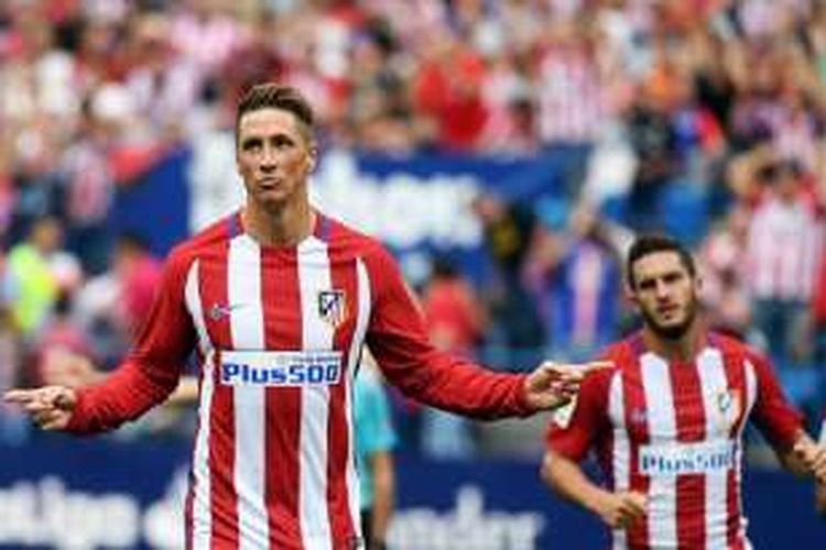 Fernando Torres mencetak brace pertamanya pada periode kedua di Atletico Madrid saat menghadapi Sporting Gijon, Sabtu (17/9/2016).