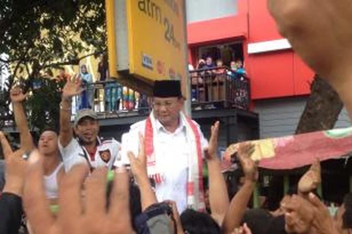Calon Presiden Prabowo Subianto di Tanah Abang, Jakarta, Jumat (20/6/2014).