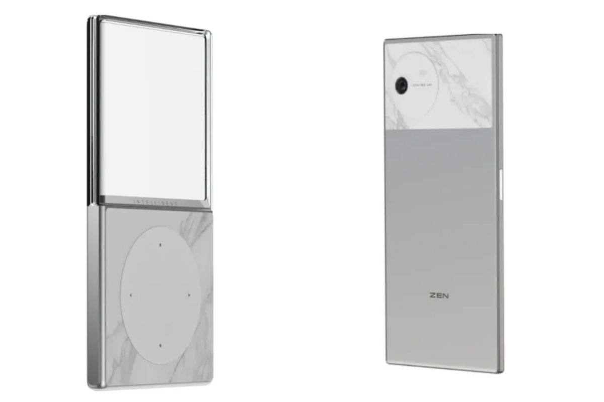 Desain ponsel Vivo yang mirip iPod (kiri) dan seri ponsel terbaru bernama Zen (kanan).