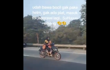 Video Viral Seorang Ibu Bonceng Anak Masuk Jalan Tol