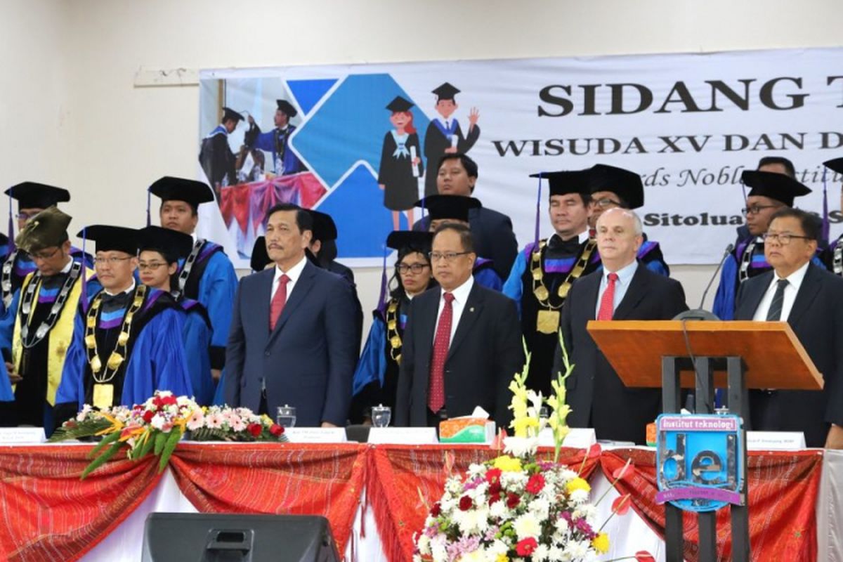 Acara wisuda Institut Teknologi Del, Sitoluama, Toba Samosir, Sumatera Utara (8/9/2018).