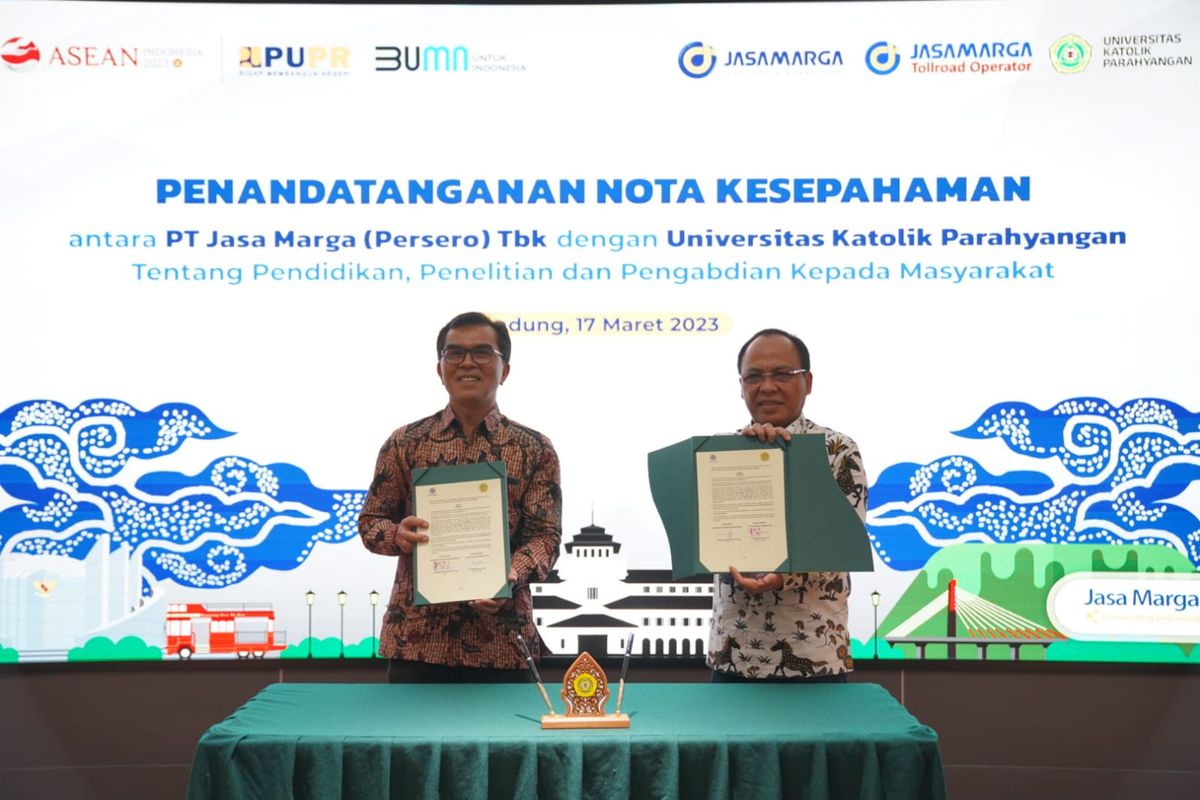 PT Jasa Marga (Persero) Tbk dan Universitas Parahyangan berkolaborasi dalam pengembangan pendidikan, penelitian, dan pengabdian kepada masyarakat. Penandatanganan Nota Kesepahaman atau Memorandum of Understanding (MoU) dilakukan oleh Direktur Utama Jasa Marg, Subakti Syukur, dan Rektor Unpar Mangadar Situmorang, di Bandung, Jumat (17/03/2023).
