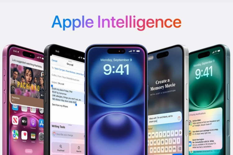 Ilustrasi Apple Intelligence pada perangkat iPhone. 
