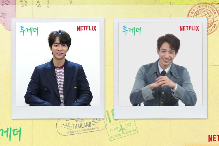 Aktor Lee Seung Gi dan Jasper Liu dalam konferensi pers virtual variety show Twogether yang diikuti Kompas.com, Selasa (23/6/2020).