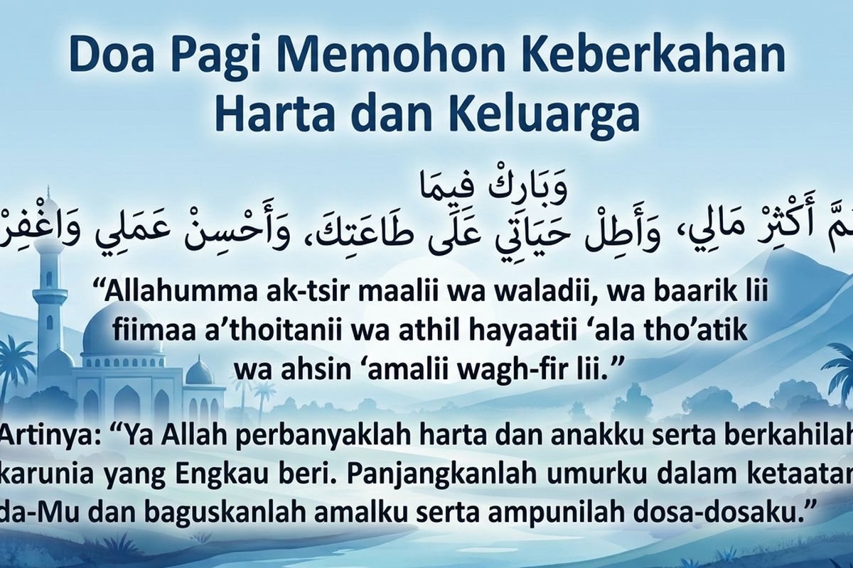 Doa pagi memohon keberkahan harta dan keluarga.