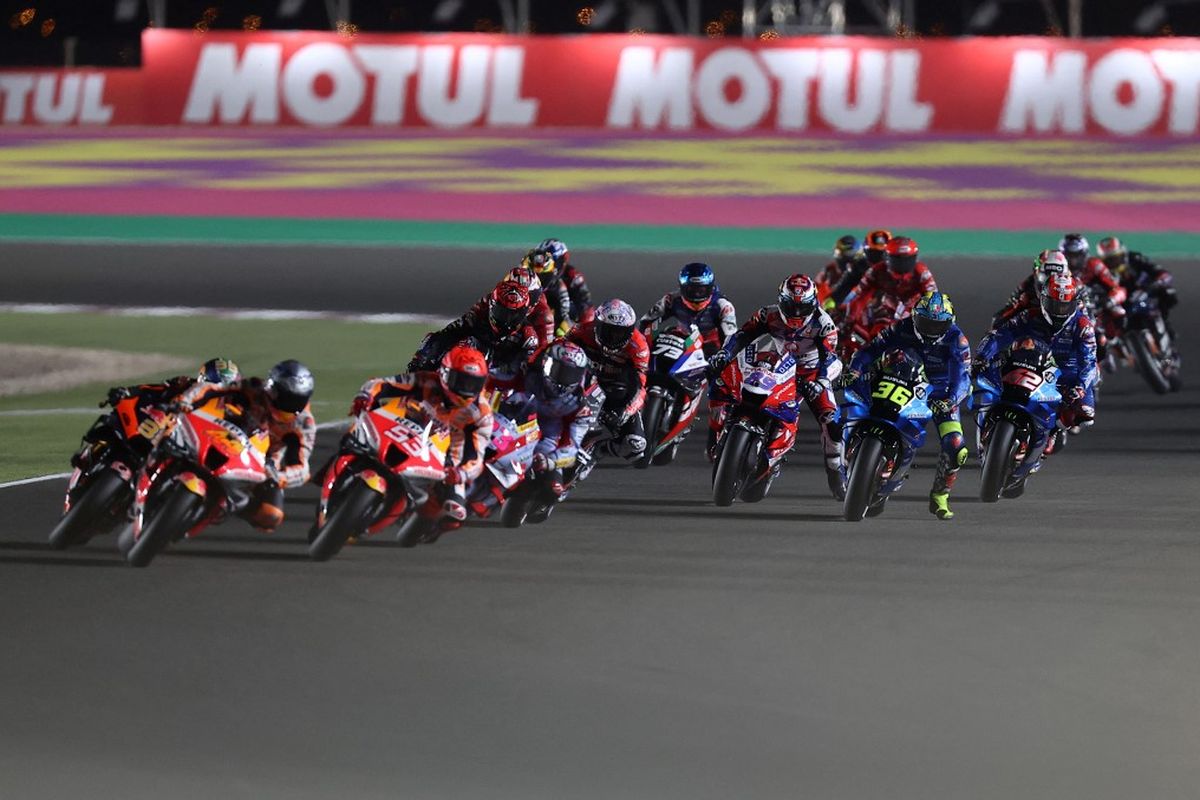 MotoGP Qatar 2022 di Sirkuit Losail. (Photo by KARIM JAAFAR / AFP)