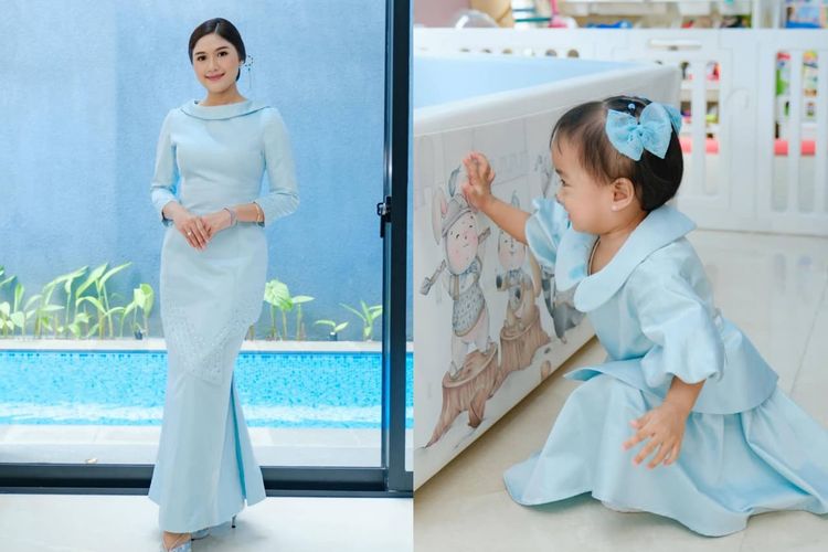 Outfit Lebaran Erina Gudono dan sang putri, Bebingah.