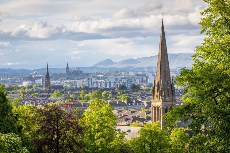 Pemandangan pemukiman di Glasgow, Skotlandia