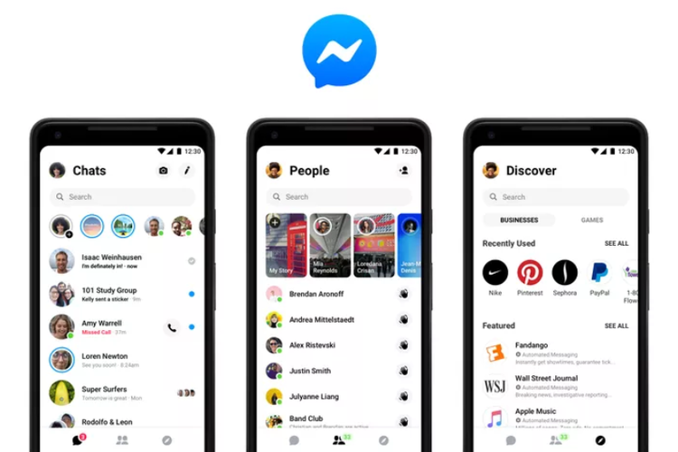 Tampilan aplikasi Messenger sebelum dirombak.