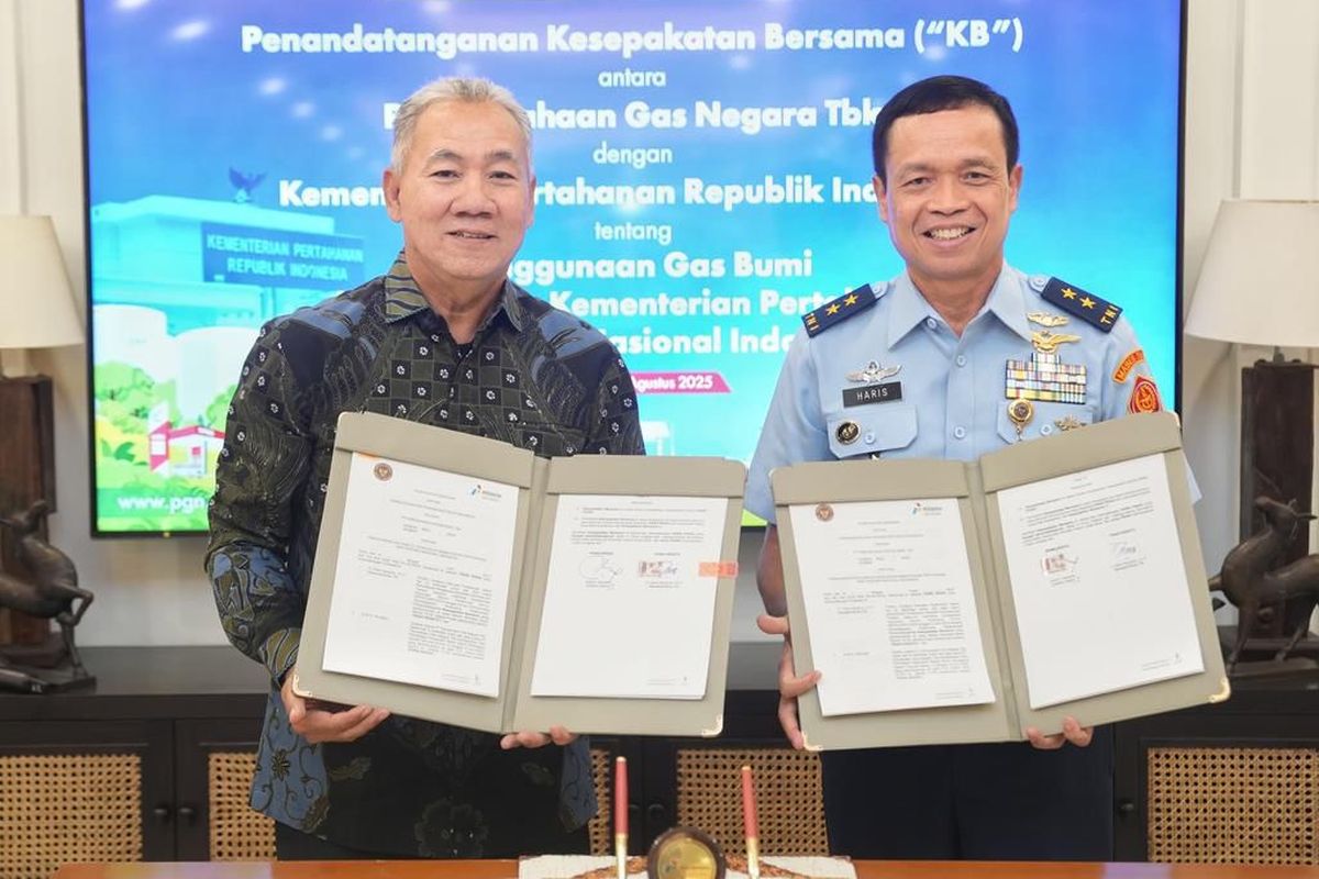 Kemenhan dan PGN resmi menjalin kesepakatan bersama pada Selasa (19/8/2025). Dengan kerja sama ini, PGN berkomitmen menyediakan gas bumi dalam memenuhi kebutuhan Kementerian Pertahanan (Kemenhan) dan Tentara Nasional Indonesia (TNI).