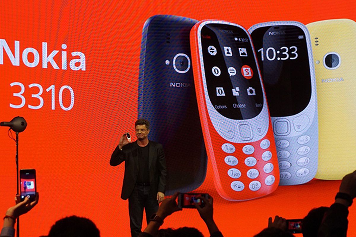 CEO HMD Global, Arto Nummela dalam peluncuran Nokia 3310 baru di MWC 2017, Minggu (27/2/2017).