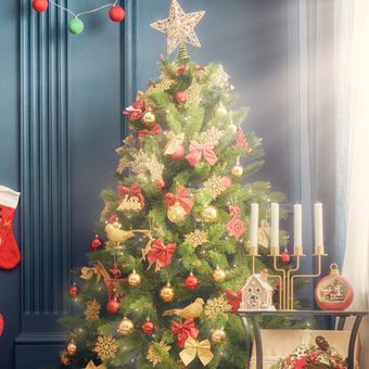ilustrasi dekorasi Natal vintage