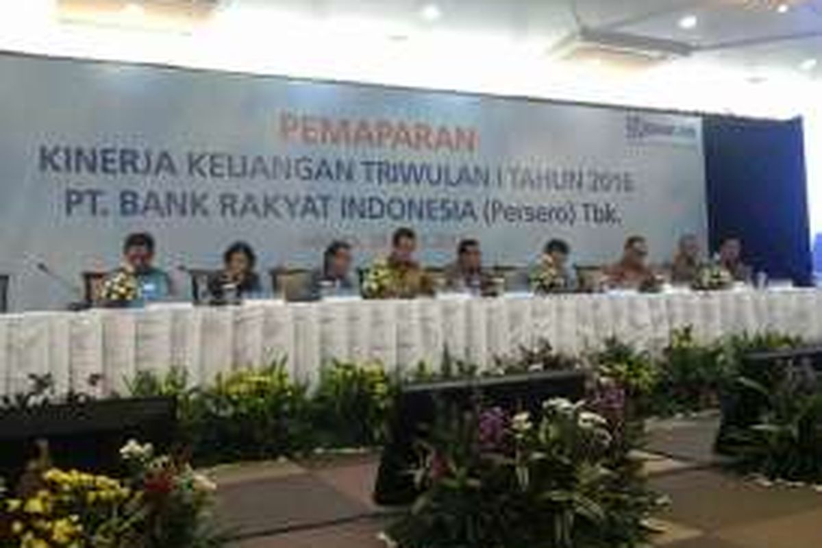 Pemaparan Kinerja Keuangan Triwulan l-2016 PT Bank Rakyat Indonesia (Persero) Tbk di Jakarta, Kamis (28/4/2016)