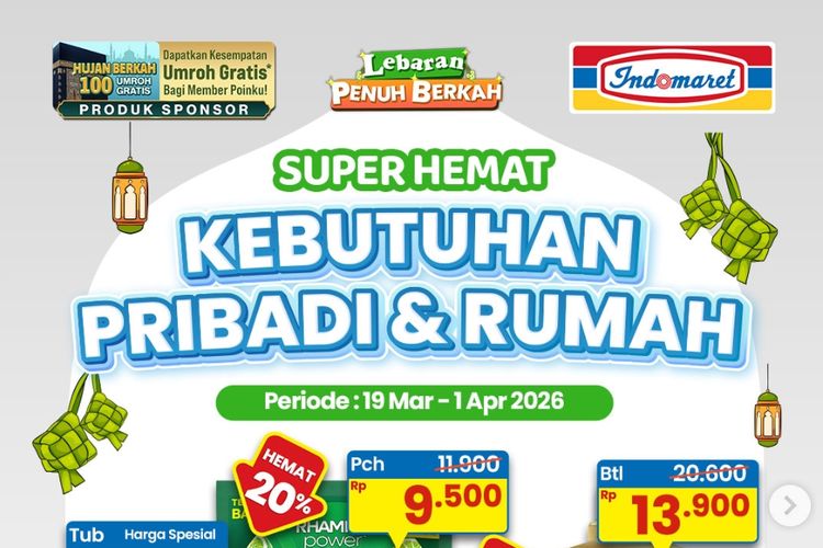 Promo Indomaret Hari Ini 19 Maret 2026, Kebutuhan Pribadi Diskon hingga 35 Persen