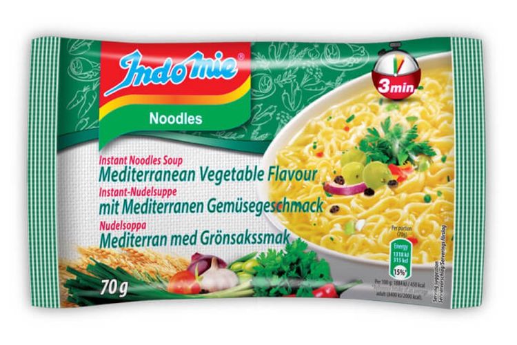 Varian Indomie rasa Sayur Mediterania yang diproduksi pabrik Indofood di Kroasia untuk pasar Eropa