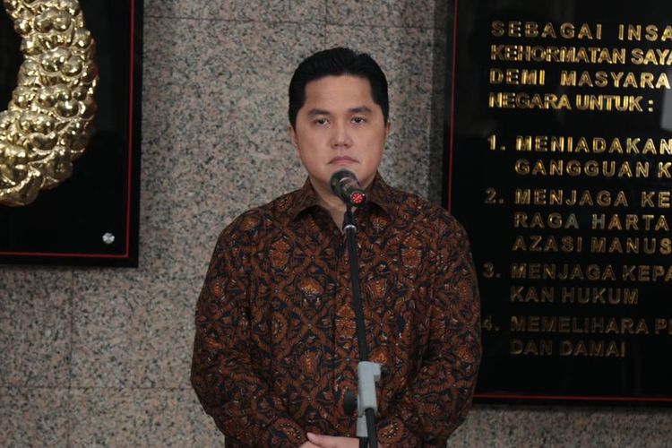 Menteri BUMN Erick Thohir di Mabes Polri, Jakarta Selatan, Kamis (13/8/2020).