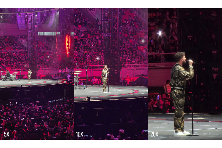 Momen Calum Scott menyanyikan lagu pembuka di acara konser Ed Sheeran Jakarta. Kamera yang digunakan adalah Samsung S24 Ultra