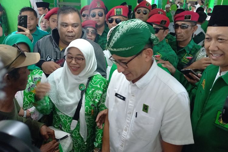 Sandiaga saat menghadiri rapat konsolidasi pemenangan Pemilu di Kantpr DPW PPP, Kota Yogyakarta. Selasa (29/8/2023).