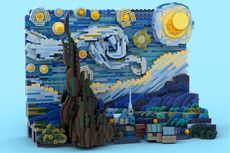 Starry Night Vincent Van Gogh dalam Lego 1552 Balok 