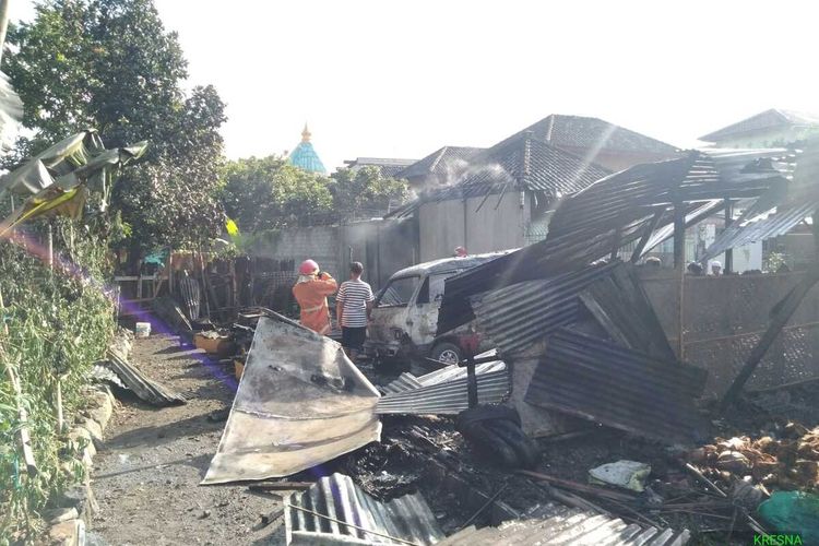 Suasana TKP kebakaran di Montong Gamang, Lombok Tengah, Selasa (26/7/2022