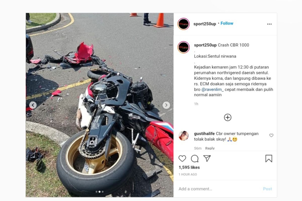 Kecelakaan moge Honda CBR1000RR dengan Ford Escape