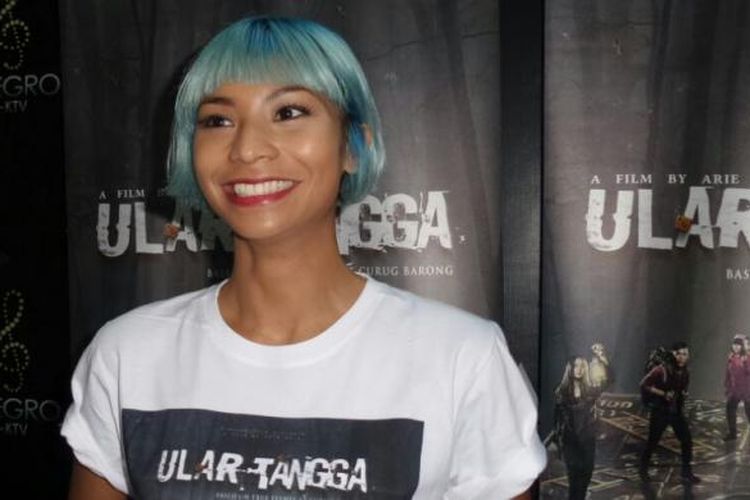 Shareefa Daanish menghadiri pemutaran film horor Ular Tangga di Epicentrum Walk XXI, Kuningan, Jakarta Selatan, pada Selasa (7/3/2017).
