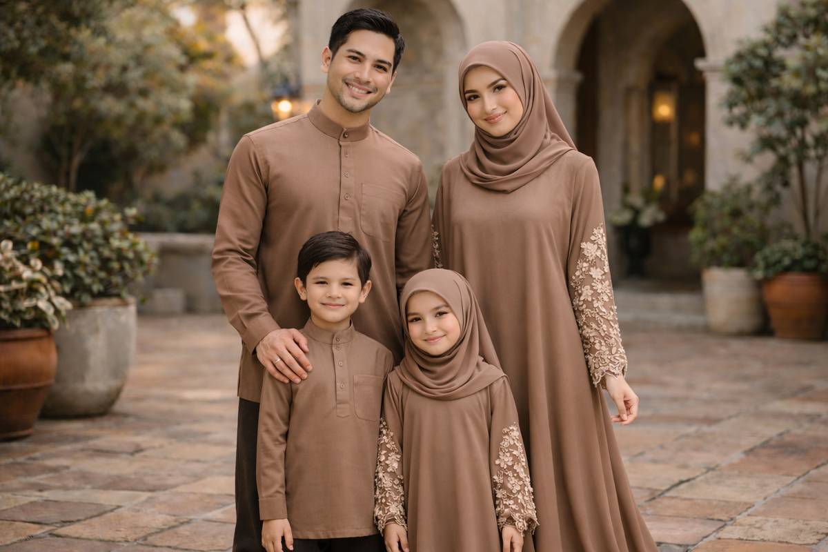 Rekomendasi baju lebaran keluarga coklat susu