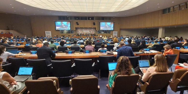 Kementerian Desa Pembangunan Daerah Tertinggal dan Transmigrasi (Kemendesa PDTT) mewakili Indonesia dalam acara High-Level Political Forum (HLPF) on Sustainable Development 2023 di Ruang Sidang Umum Perserikatan Bangsa-bangsa (PBB), New York, Amerika Serikat (AS), Selasa (11/7/2023).

