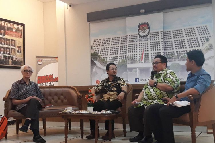 Diskusi Tantangan Mewujudkan Pemilu Damai di kantor KPU, Menteng, Jakarta Pusat, Rabu (6/3/2019)