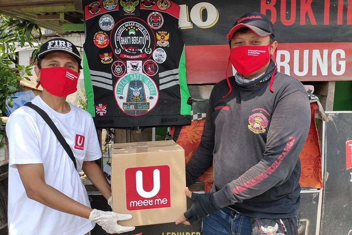 UMeetMe dalam gerakkan #TetapBerbagi membagikan 10.000 masker kepada pengemudi ojek, pedagang, dan pemulung, Rabu (29/4/2020)-Jumat (1/5/2020).