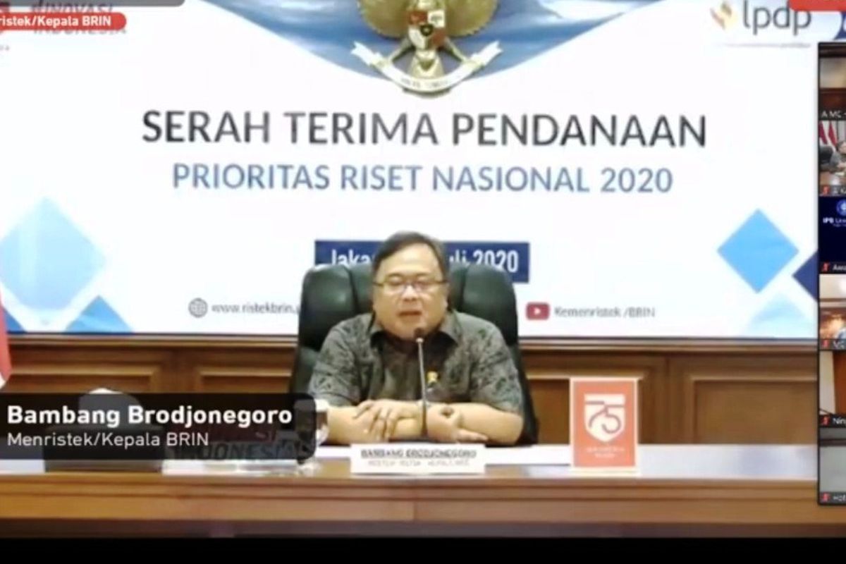 Bambang Brodjonegoro pada acara Serah Terima Perdana Pendanaan PRN 2020.