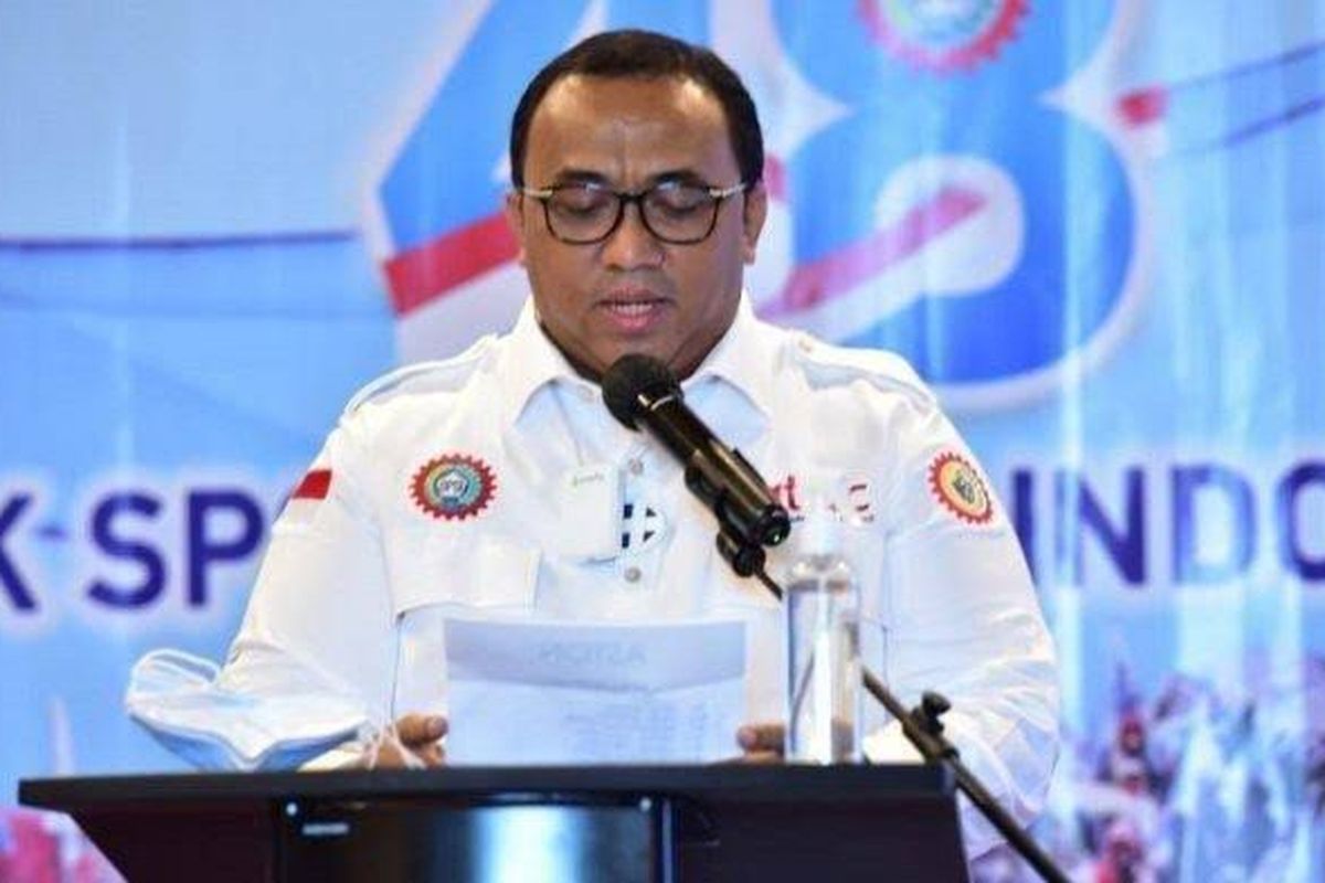 Presiden Konfederasi Serikat Pekerja Seluruh Indonesia (KSPSI) Andi Gani Nena Wea