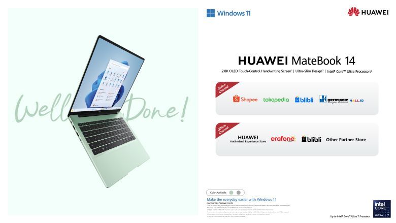 Laptop Huawei MateBook 14 dapat dibeli di beberapa e-commerce terkemuka maupun di store Huawei. 