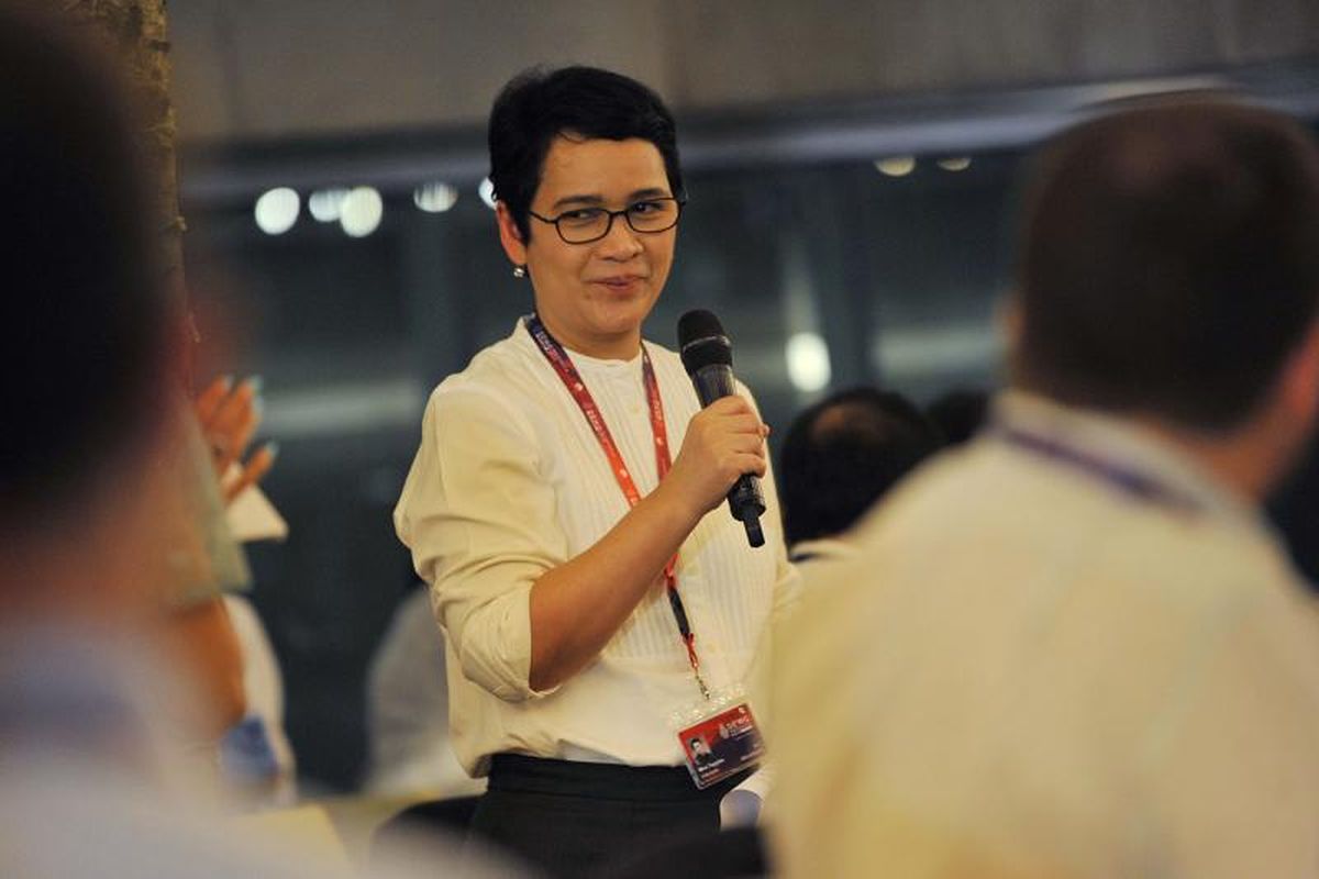 Sekretaris Jenderal Kementerian Komunikasi dan Informatika yang menjadi Chair DEWG Presidensi G20 Indonesia Mira Tayyiba saat memberikan sambutan Welcoming Dinner Sidang Kedua DEWG G20 di Marriot Yogyakarta, Selasa (17/05/2022). 