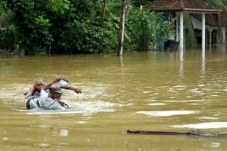 Banjir di Kolombo, Sri Lanka, akibat meluapnya air sungai Kelani.
