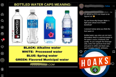 Jenis Air Kemasan di AS Tidak Ditentukan dari Warna Tutup Botol